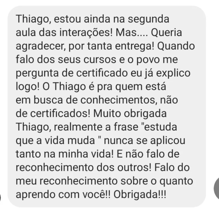 Depoimento de aluno de edição anterior